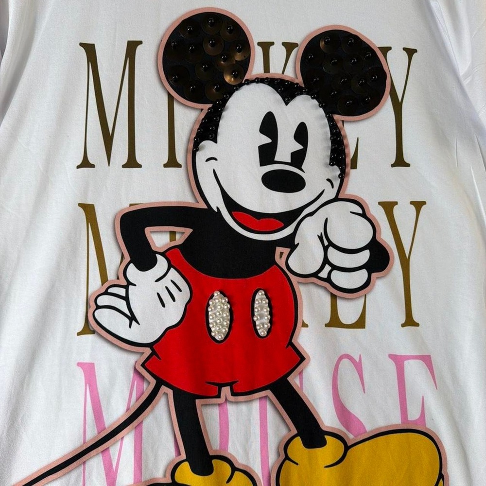 White Mickey Mouse graphic tee with Mickey Mouse graphic and 'MICKEY MOUSE - Picture 4 of 4